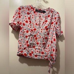 Code x Mode Red and White Floral Blouse